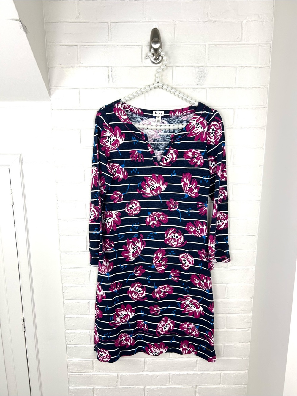 Hatley Cotton Stripe Floral Casual Dress Size S